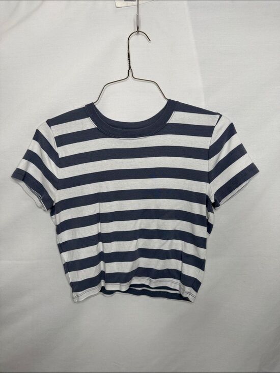 Hollister Tops - Hollister Navy and White Striped Crop Tee